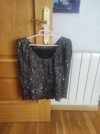 Top fiesta metalizado negro y plata