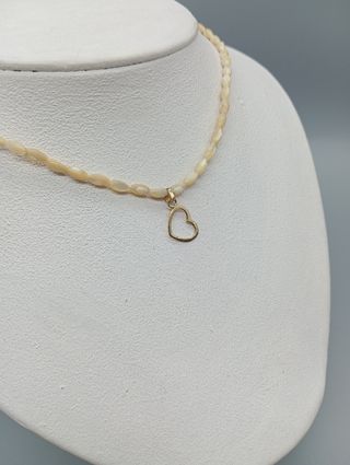 Collar Nácar y Plata 925 Vermeil Corazón