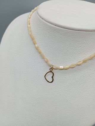 Collar Nácar y Plata 925 Vermeil Corazón