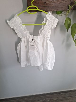 Blusa Zara Blanca Talla M