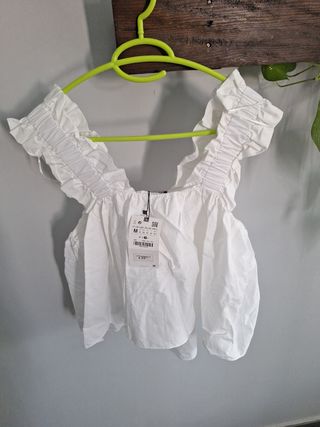 Blusa Zara Blanca Talla M