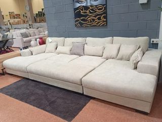 Sofá Cama Beige y Gris Tela