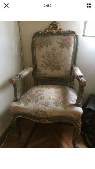 Poltrona Sedia con Tessuto Floreale