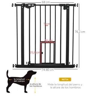  Barrera Seguridad Extensible 74-80x76,2 cm Negro
