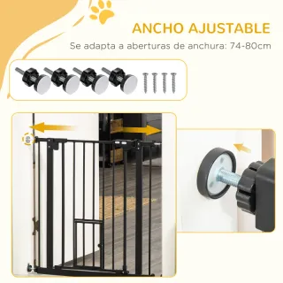  Barrera Seguridad Extensible 74-80x76,2 cm Negro