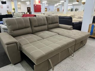 Sofá Cama Chaise Longue con Arcón de color marron 