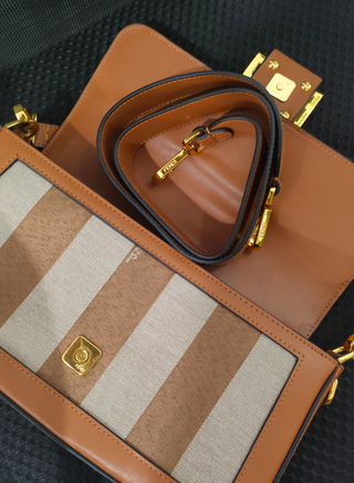 Bolso Fendi Rayas Marrón y Beige