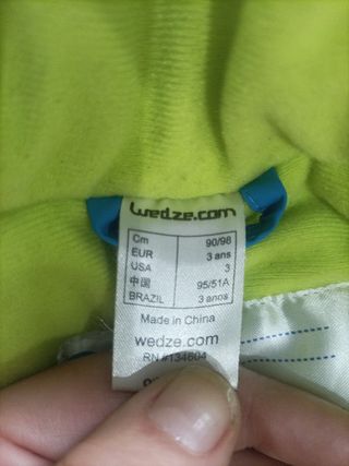 Traje de esquí infantil azul y verde