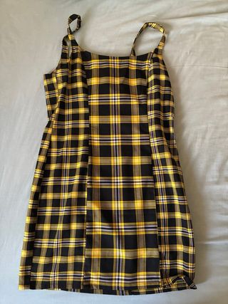Vestido de tablas amarillo y negro Talla M
