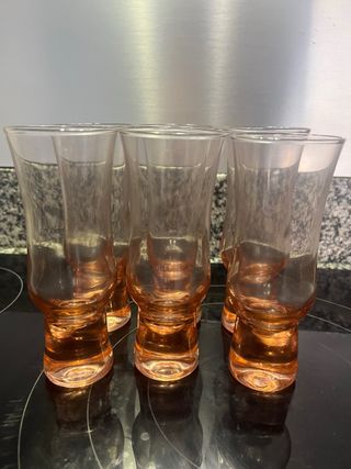 Copas vintage de cristal naranja
