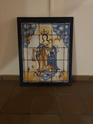 Mural Virgen Azulejo Pintado a Mano