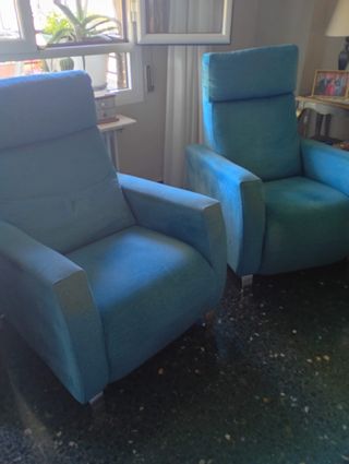 2 Sillones Reclinables Tela Azul