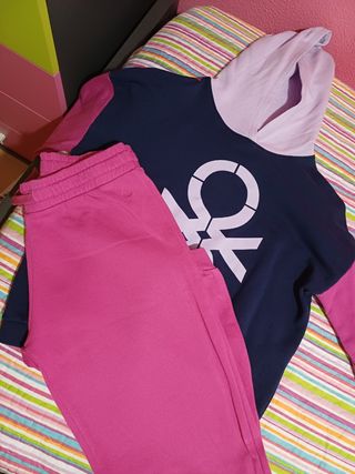 Chándal niña Benetton azul y rosa talla 14 años