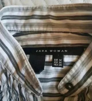Camisa Zara Woman Rayas Grises Talla M