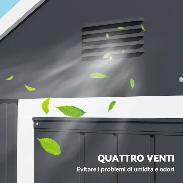 Casetta da Giardino Porta Attrezzi in Acciaio Zinc