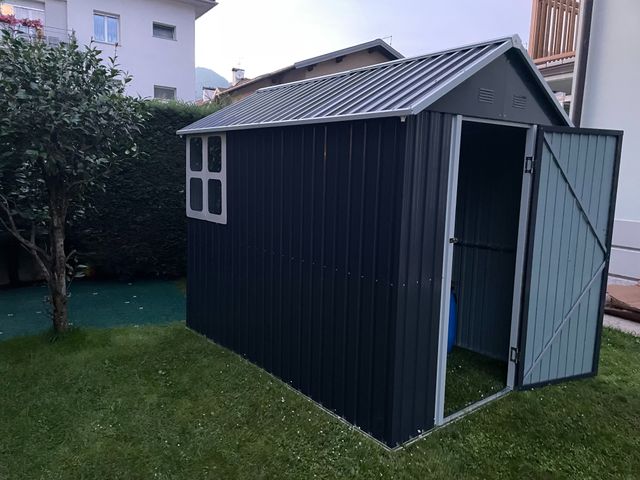 Casetta da Giardino Porta Attrezzi in Acciaio Zinc