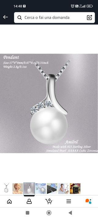 Collana Amilril Argento Sterling 925 Perla