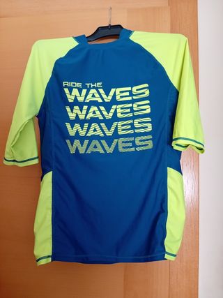 Camiseta para niño de Protección Solar Azul y Verd