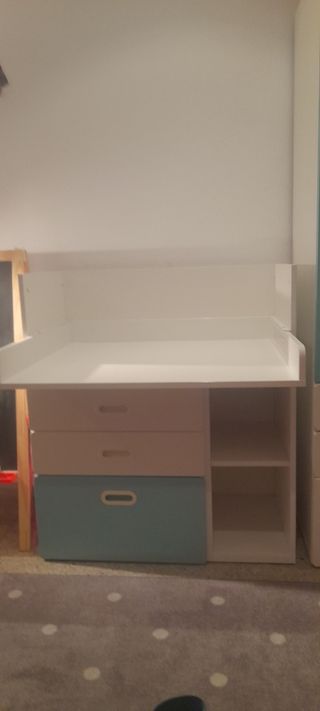 Cambiador/Escritorio Blanco y Azul