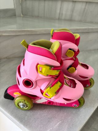 Patines ajustables Oxelo niña rosa y protecciones