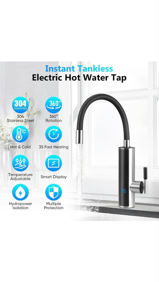 Grifo Calentador Agua Instantáneo LED