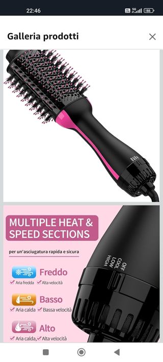 Spazzola Asciugacapelli Phon Nero/Rosa