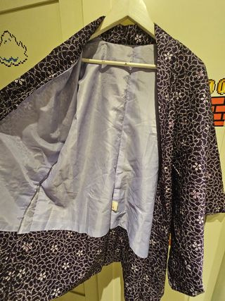 Kimono auténtico Japonés Morado y Blanco