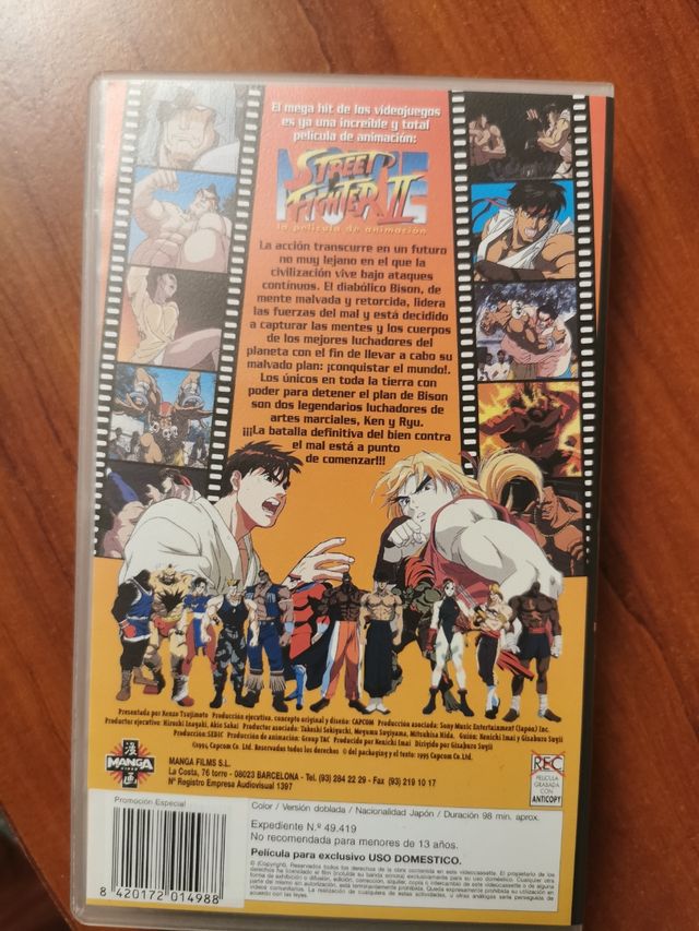 Película VHS Street Fighter II Anime Español