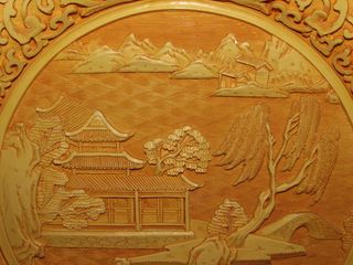 Plato bandeja oriental pagoda relieves China sello