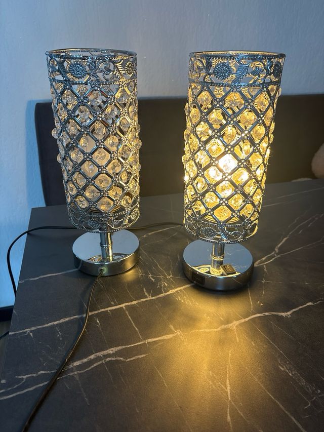 Coppia Lampade USB Argento Moderne