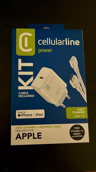 Cargador Cellularline USB-C + Cable Lightning