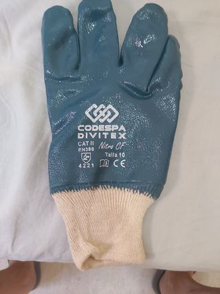 6 Pares Guantes Nitrilo Algodón CODESPA Azul