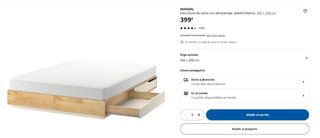 Cama Mandal de madera con cajones + colchon