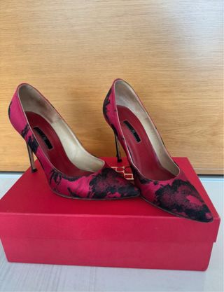 Zapatos de Salón Carolina Herrera Seda Futsia y ne