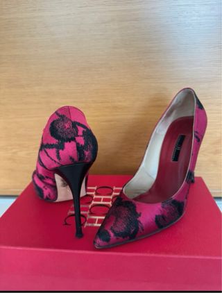 Zapatos de Salón Carolina Herrera Seda Futsia y ne