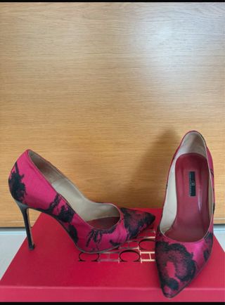 Zapatos de Salón Carolina Herrera Seda Futsia y ne