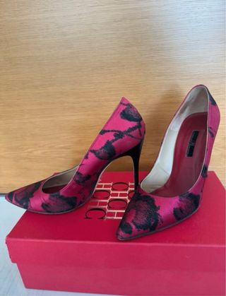 Zapatos de Salón Carolina Herrera Seda Futsia y ne