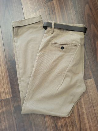 Pantalón Zara Hombre Marrón con Cinturón