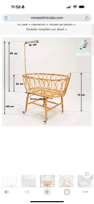 Moisés Bambú Mon Petit Nicolás Ovalado con Dosel