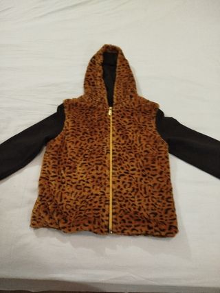 Giacca bambina leopardata con cappuccio