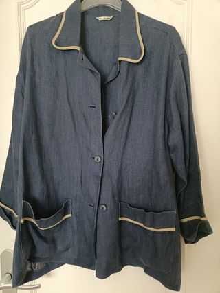 Americana oversize lino azul