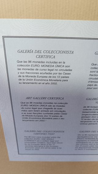 Cuadro de monedas de euros