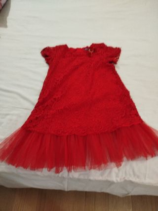 Vestito bambina rosso pizzo tulle