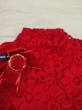 Vestito bambina rosso pizzo tulle