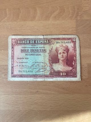 Billete 10 Pesetas Banco de España 1935