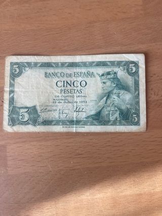 Billete 5 Pesetas Banco de España 1954