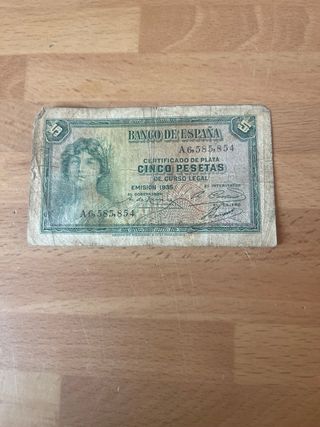 Billete 5 Pesetas Banco de España 1935