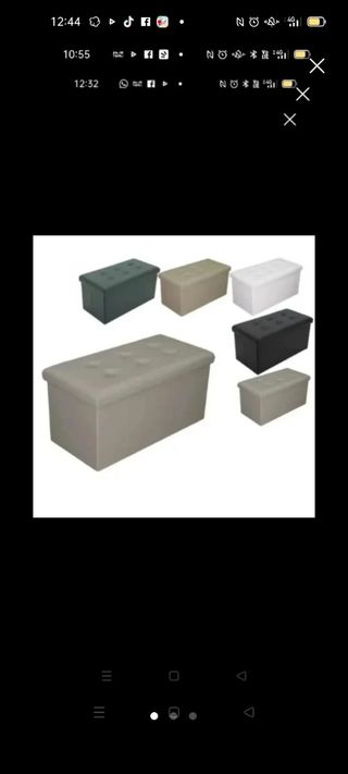 Pouf contenitore in tessuto/pelle