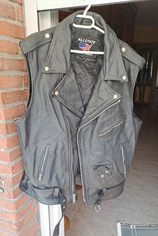 Chaleco de cuero ALLSTATE LEATHER negro