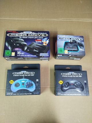 Console Sega Mega Drive Mini con 1 e 2+ controller